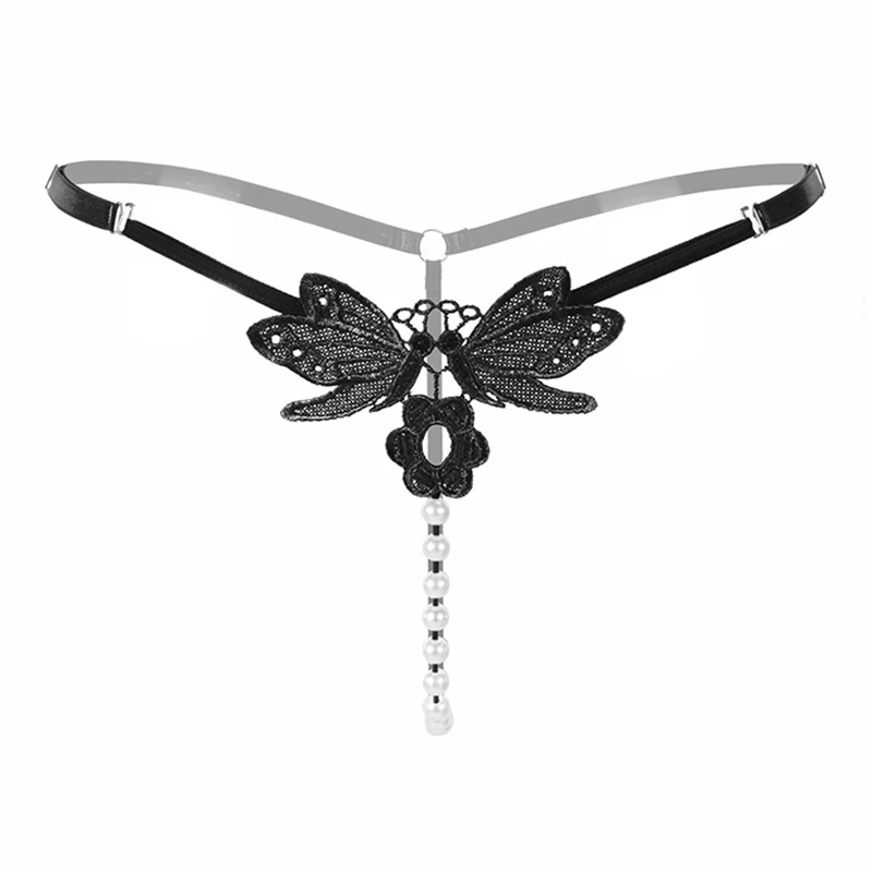 

Butterfly Sexy Women Underwear Ladies Lingerie Crotchless Panties Pearls Beading Women's G Strings Thongs Open Crotch Sex Panty