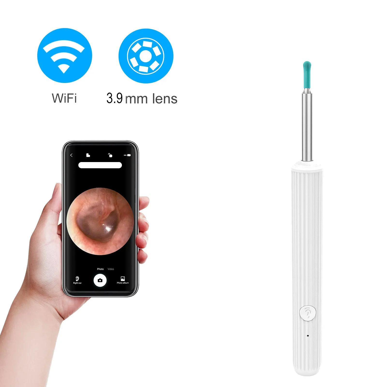 

Инструмент для удаления воска из ушей с Wi-Fi, камера-отоскоп с LED-подсветкой, объектив 3,9 мм для осмотра ушей, поддержка iOS и Android