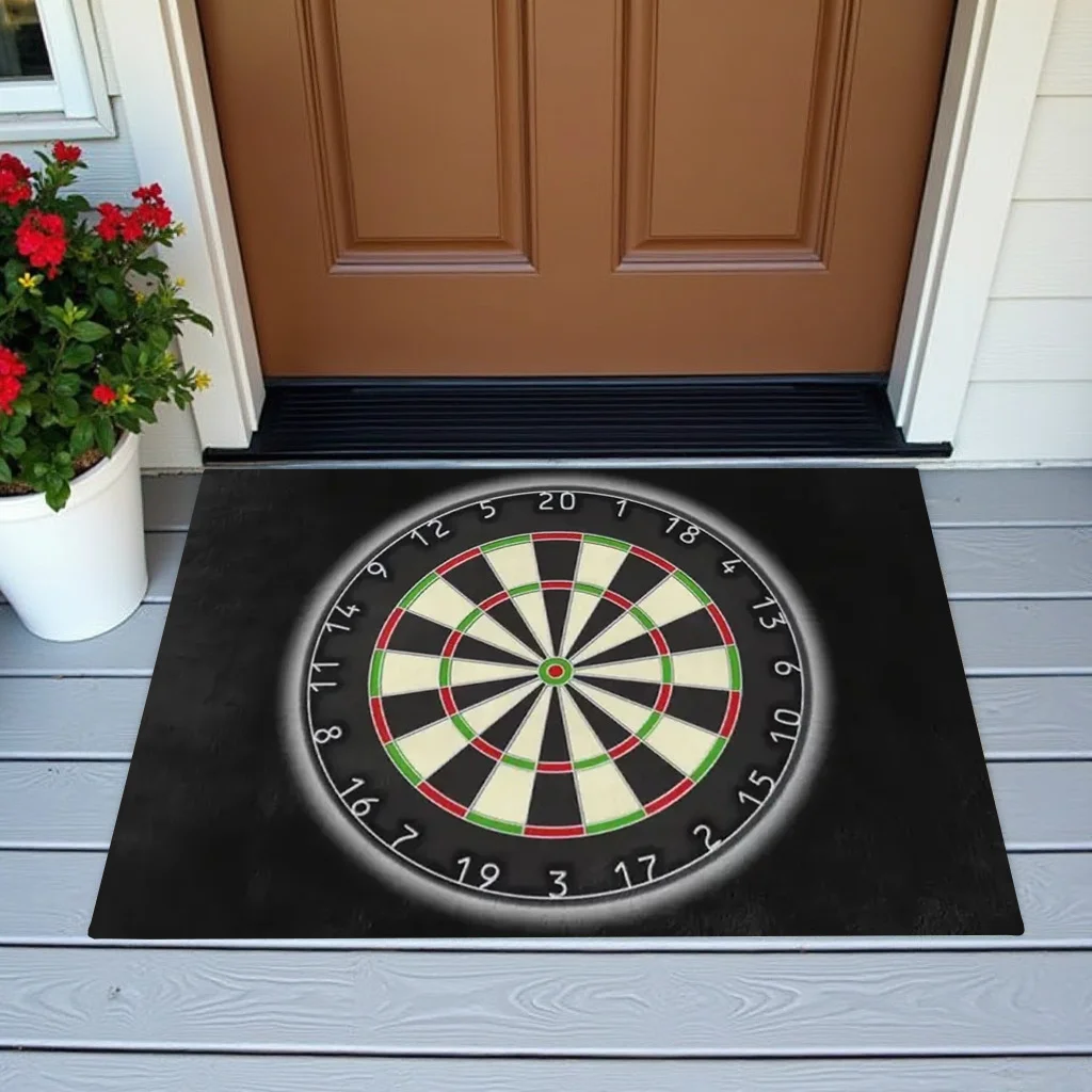 1pc Dartboard Design Door Mat - Soft Non-Slip Entry Mat with Numbered 1-20 Scoring Zones, Machine Washable Indoor/Outdoor Welcom
