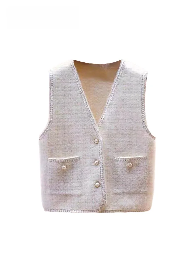 

plus Size Women's V-Ne Vest Autumn Winter Faion Ele Versatile Thiened Knitted Top for Plump Sister Small Fraance ...