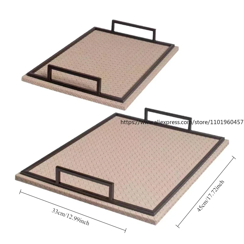 Modern Leather Storage Tray Creative Hand Woven Bedroom Jewelry Organizer Western Restaurant Tableware Container Home Decoration