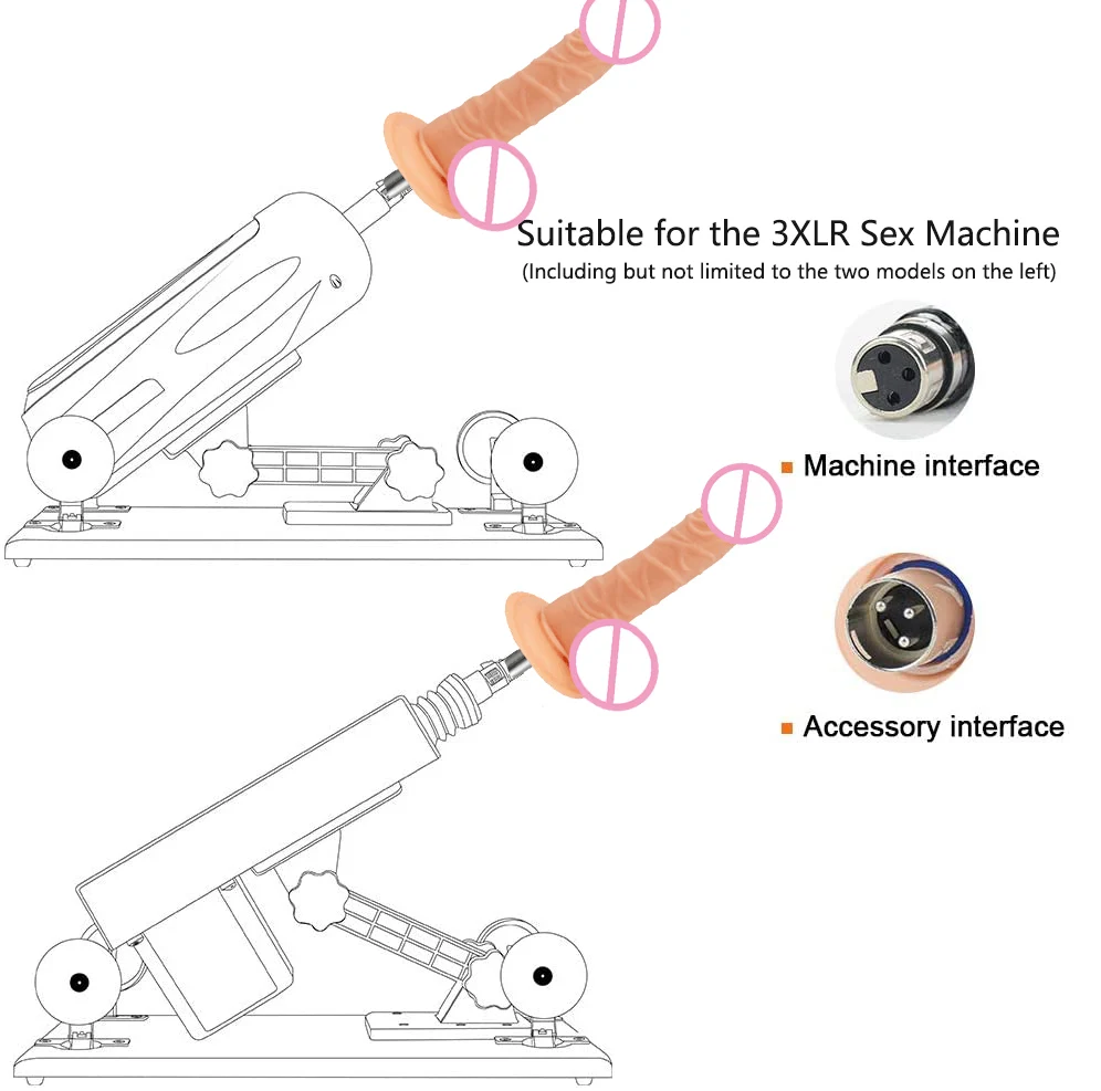 Sex Machine Attachments Dildos for Sex Machine with 3XLR Connector Extra long and extra thick vibrator for women