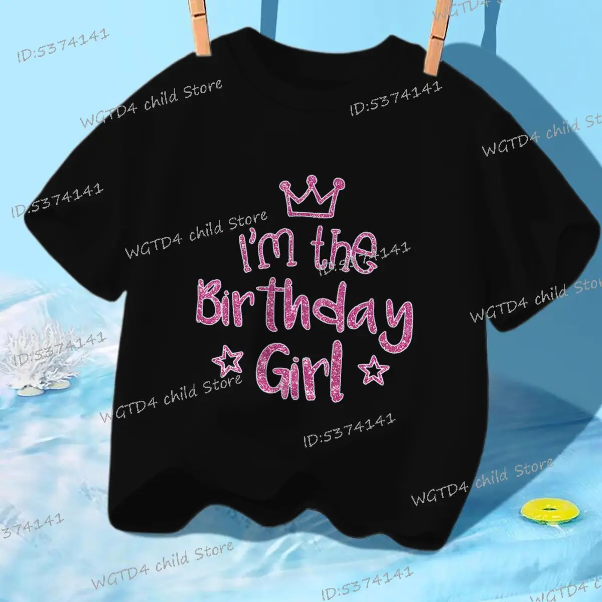 تي شيرت مطبوع عليه حروف I'm The Birthday Girl تي شيرت مطبوع عليه حروف سباركلي للفتيات هدية عيد ميلاد مضحكة من القطن ملابس للفتيات الصغيرات