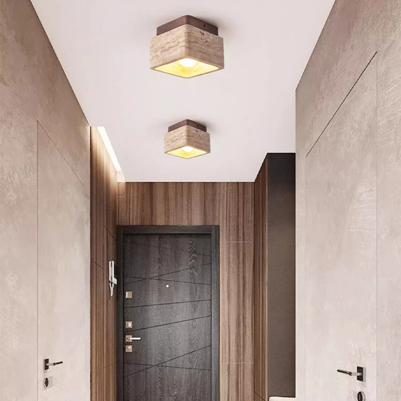 Wabi-sabi ceiling light retro yellow cave stone ancient cream wind into the hallway hallway balcony small lights