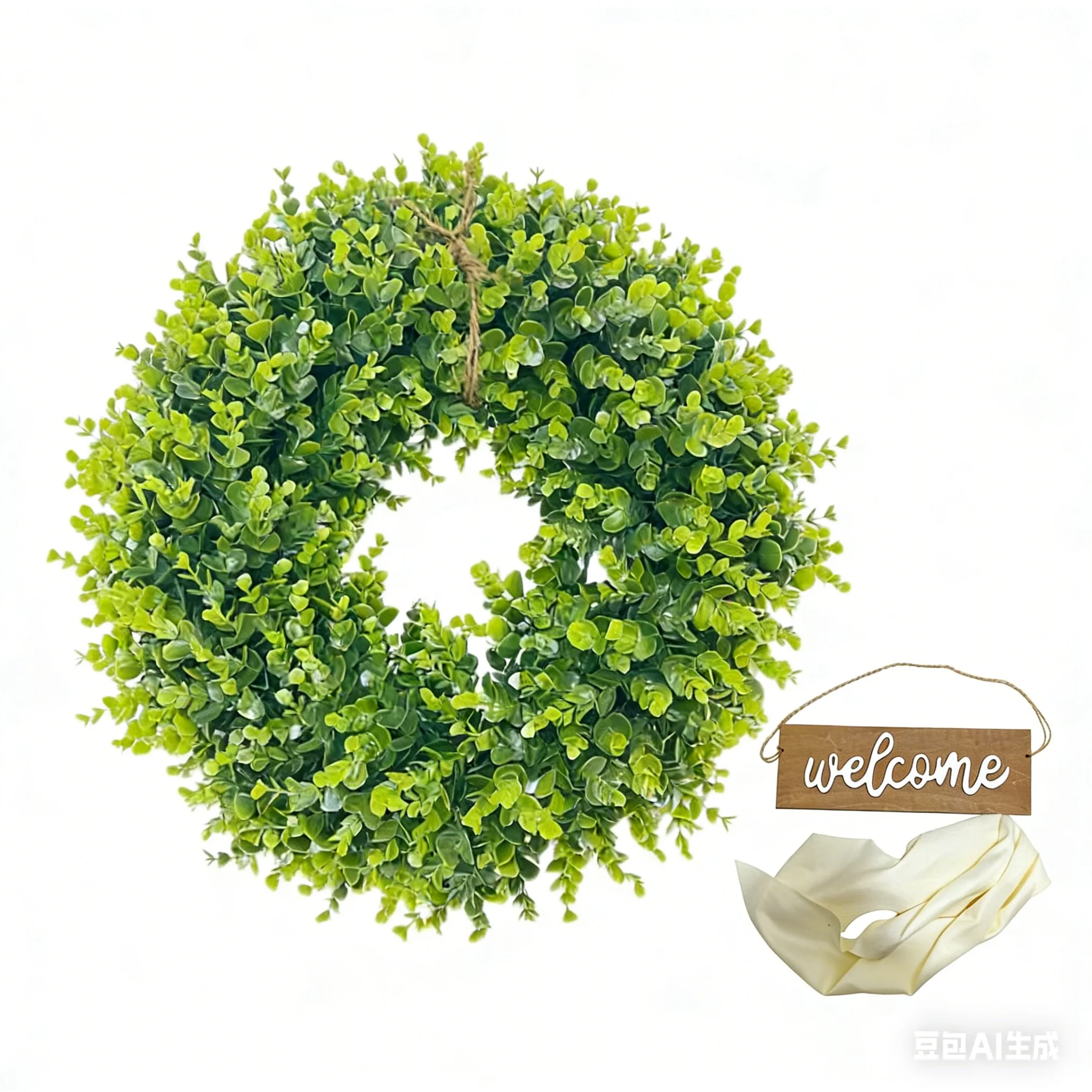 

Всесезонный венок из эвкалипта для входной двери, зеленый венок на весь год, украшение для дома на весну, лето, осень, зиму