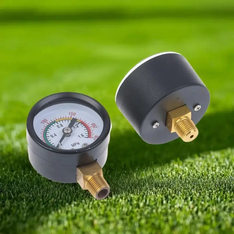 เกจวัดแรงดันลมแบบใช้งานได้จริง: ตรวจสอบของเหลวไฮดรอลิกแบบนิวเมติก, 0-12 บาร์ / 0-170 PSI, หน้าปัดใช้งานง่าย