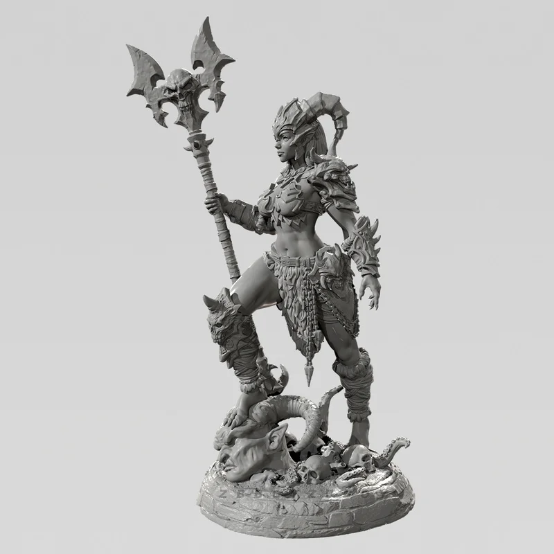 

38mm 50mm 75mm Resin Model Figure Sheep Horn Witch Gk Micro Miniature 3d Printed White Model Toy Unassembled And Unpainted Kit