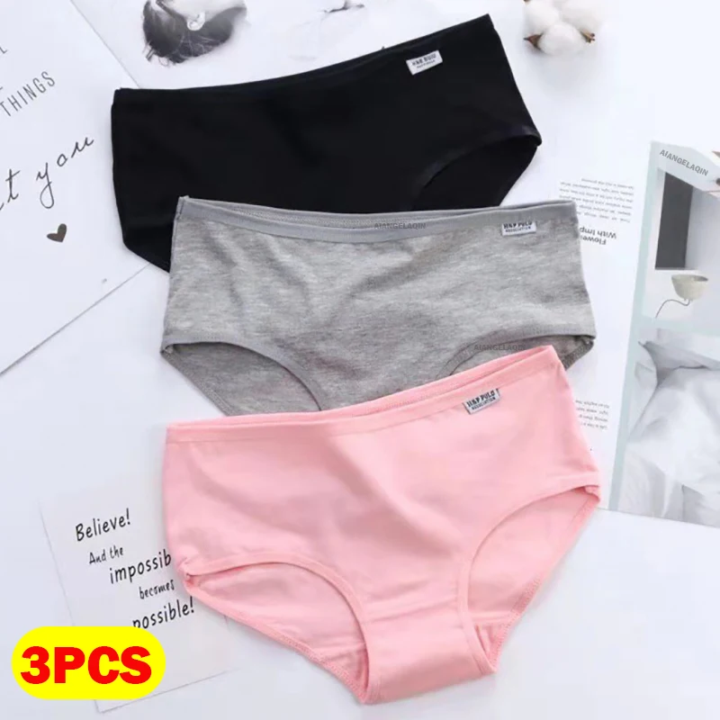 3Pcs/Lot Women's Panties Cotton Underwear Plus Size Soft Briefs Girls Solid Color Sexy Lingeries Female Shorts Underpant M-4XL