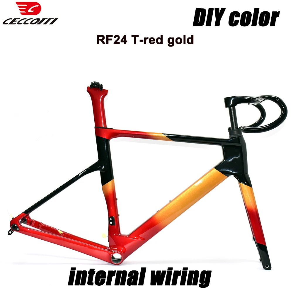 Customized Color For Internal Wiring Carbon Road Bike Frame Fit 700C Wheels and Max Tires 30mm Disc Brake Bicycle Frameset