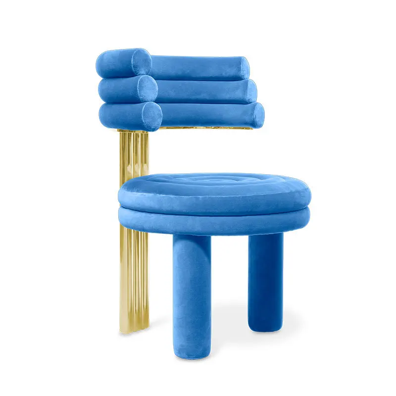 

Light luxury designer stainless steel dining chair high sense modern simple model room hotel club