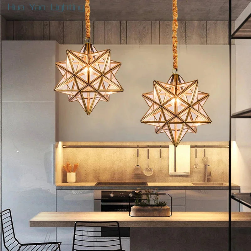 Five Pointed Star Pendant Light, Personalized and Creative Star, Entrance Foyer, Corridor, Balcony, Bedroom, American Restauran