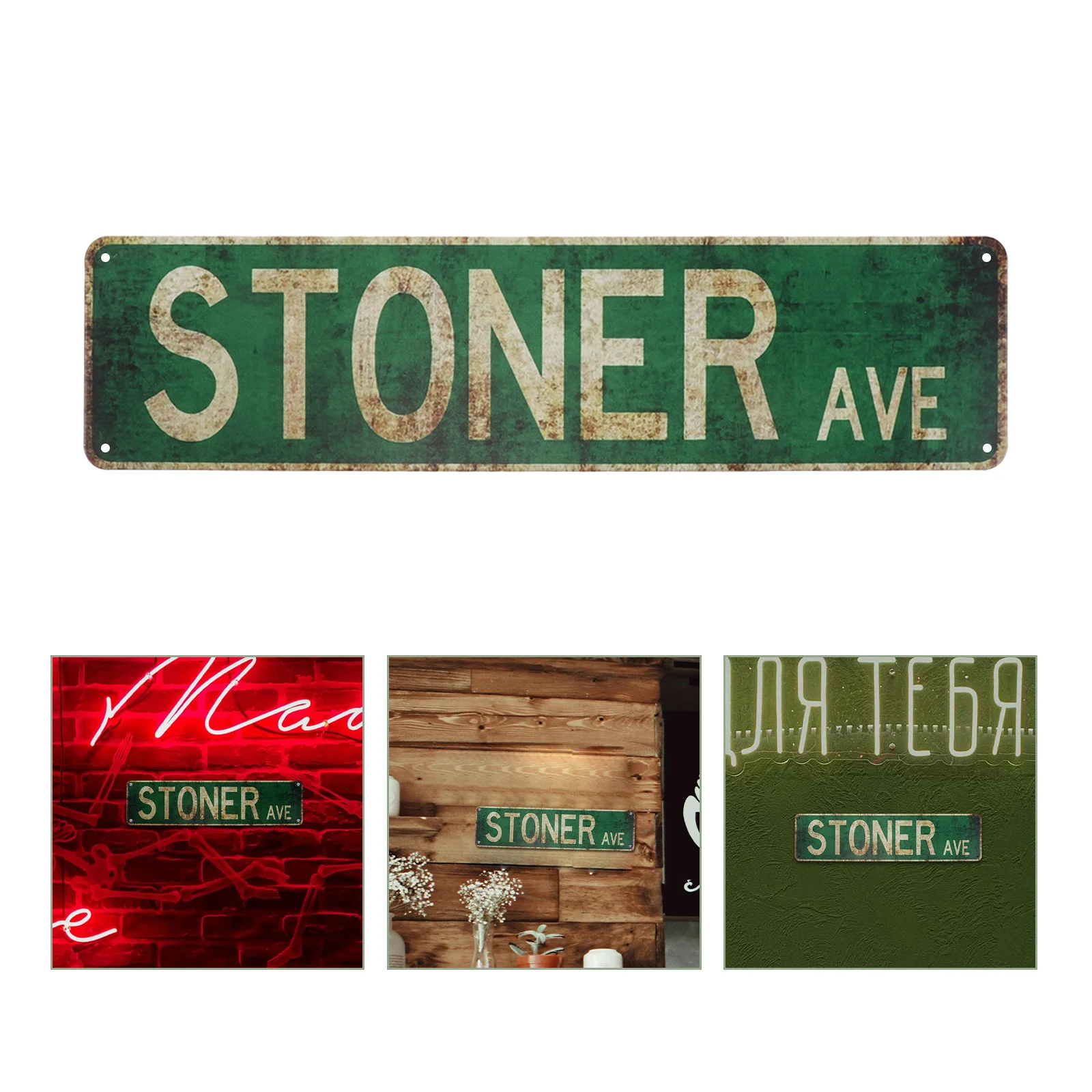 

4Pcs Vintage Metal Signs Rustic Retro Iron Wall Decor for Home Bar Cafe Restaurant 40x10cm Vintage Wall Decoration