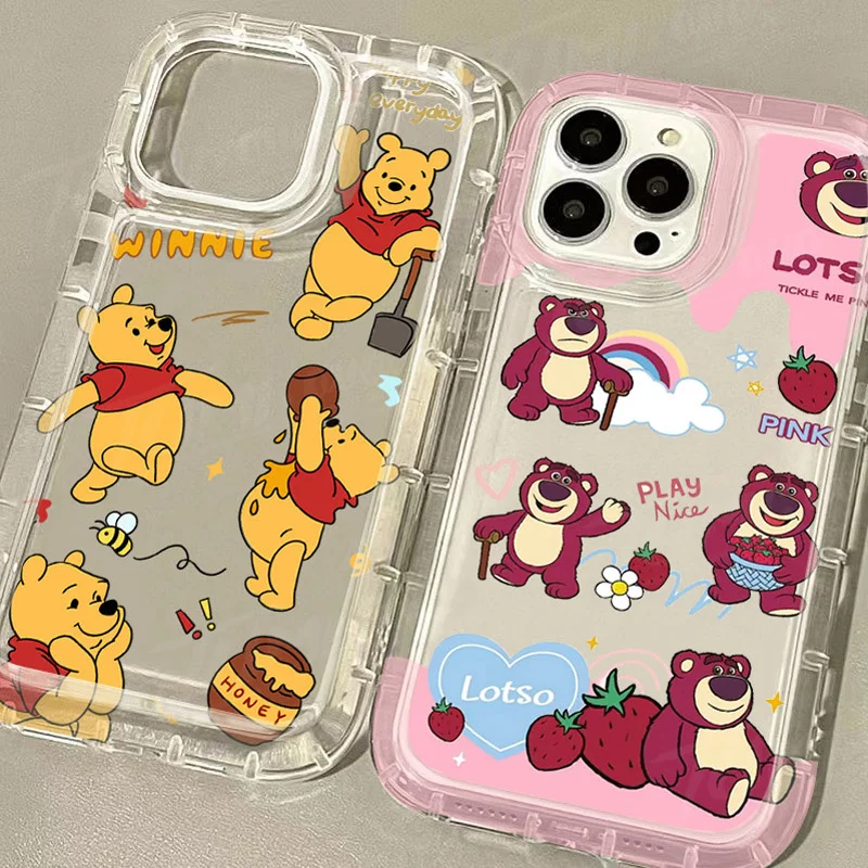 Disney Winnie The Pooh Lotso Case for iPhone 15 14 13 12 11 Pro Max XR XS X 8 7 6 6S Plus SE 2020 Shockproof Transparent Cover