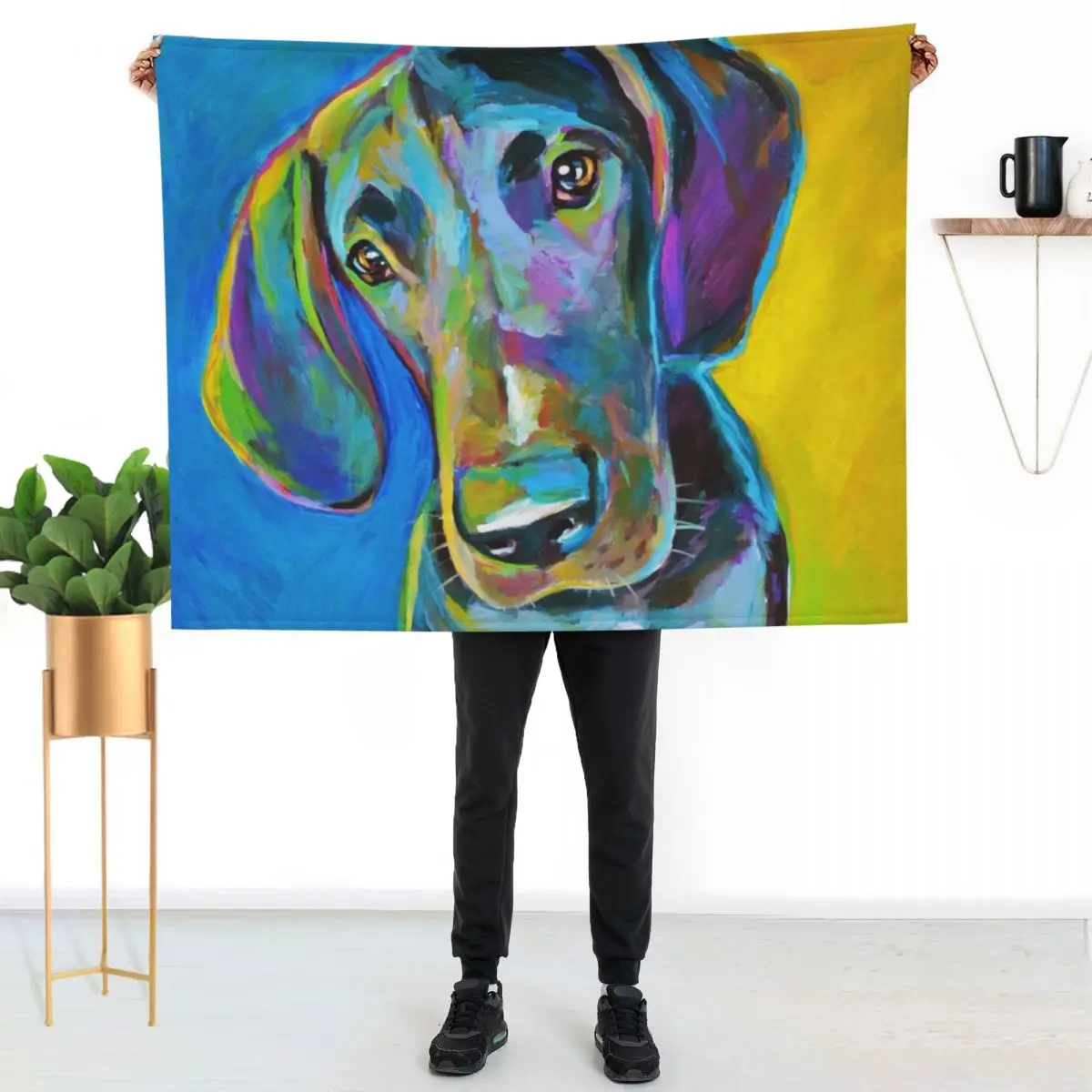 Colorful GREAT DANE Painting by Robert Phelps Throw Blanket Cozy Napping Blanket Gift for Mom Dad