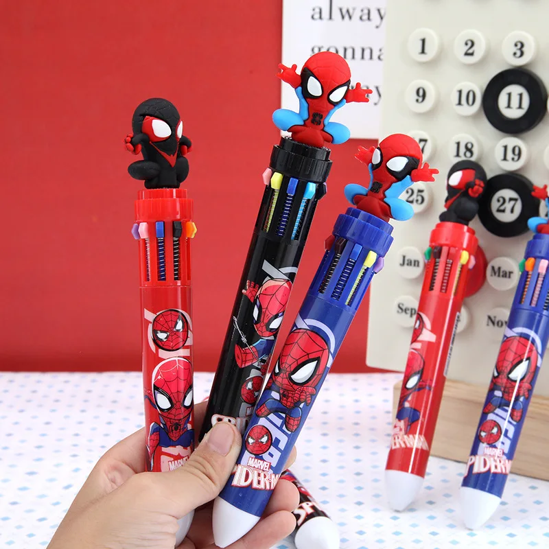 6-36 قطعة الكرتون ل خارقة الرجل العنكبوت 10 ألوان قلم حبر جاف الصحافة القلم علامات ملونة متعددة الوظائف القرطاسية Gift0.7mm
