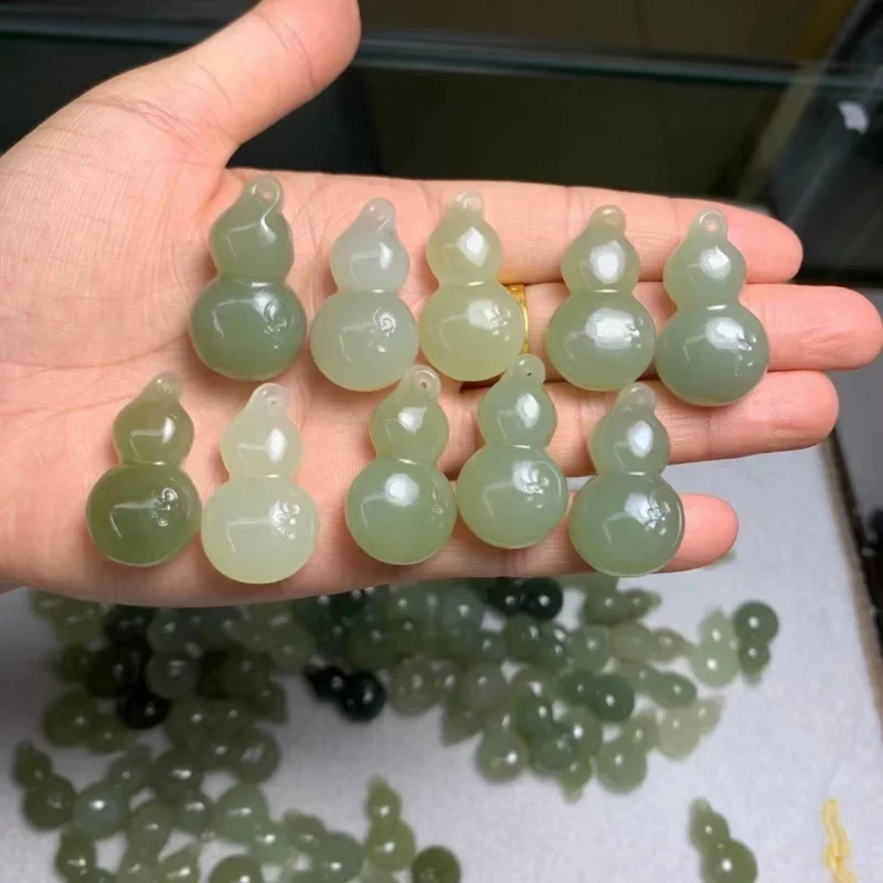 

Hetian Jade Qinghai Material Gourd Fu Lu Pendant Delicate No Mixed Crack Wholesale All Kinds of Pendants Matching Diy Ornament