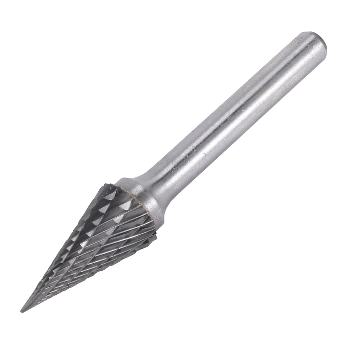 Tungsten Carbide Burr Pointed Cone Shape Double Cut Rotary Burrs File 70X12mm with 1/4 inch Shank Dia