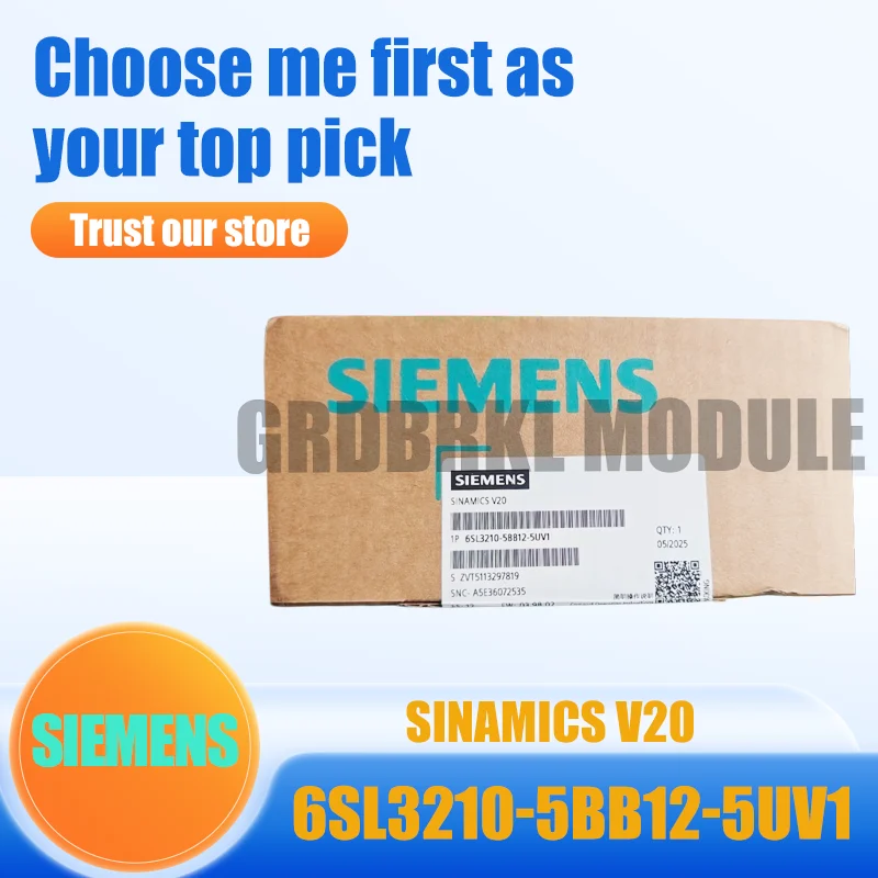 

New Original SIEMENS 6SL3210-5BB12-5UV1 6SL3 210-5BB12-5UV1 SINAMICS V20 frequency converter 0.25KW 220V