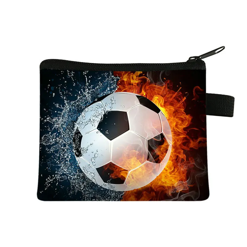 Monedero de felpa con estampado 3D de fútbol y baloncesto para niños y mujeres, monedero de poliéster con cremallera, Mini billetera para niños, regalo, 9 colores