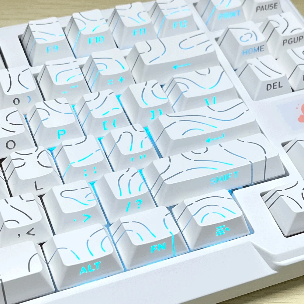 Super Contour Stripe Light PBT-Tastenkappen für mechanische Tastaturen, Cherry-Höhe, Tastenkappen für 61/68/75/84/87 Tasten, Gaming-Tastatur – Detail 3
