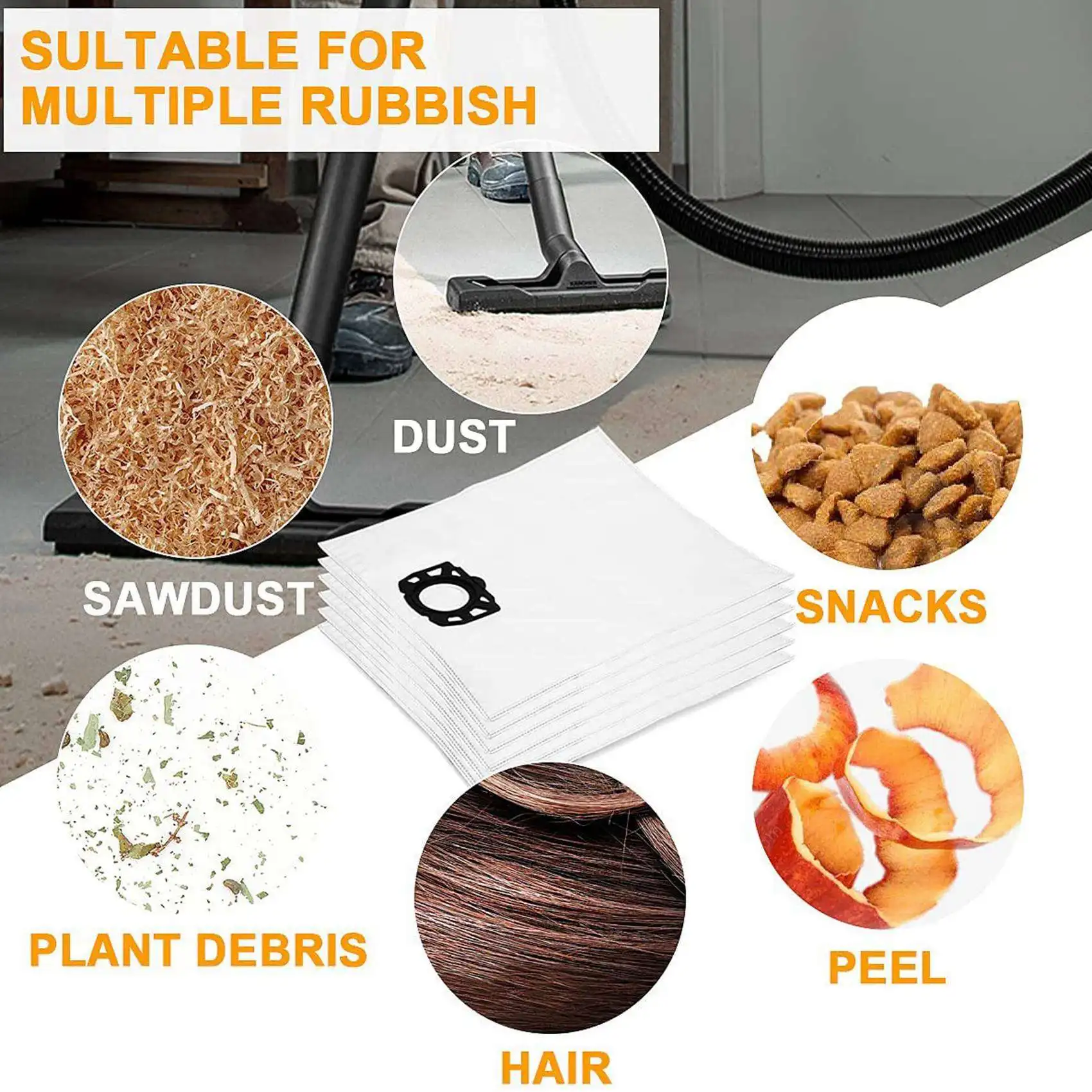 ケルヒャー掃除機の交換用フィルターバッグ,ほこり保護,フリース,wd4,wd5,wd6,mv4,mv5,mv6,12パック