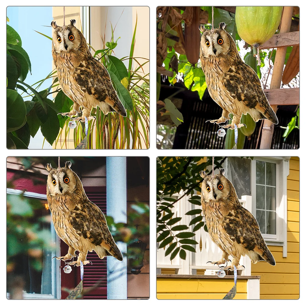 

1 комплект, садовая подвесная сова, колокольчик, репеллент от птиц, декор для двора, крыльца, балкона, ветровая спиннер, уличный орнамент для газона, искусство