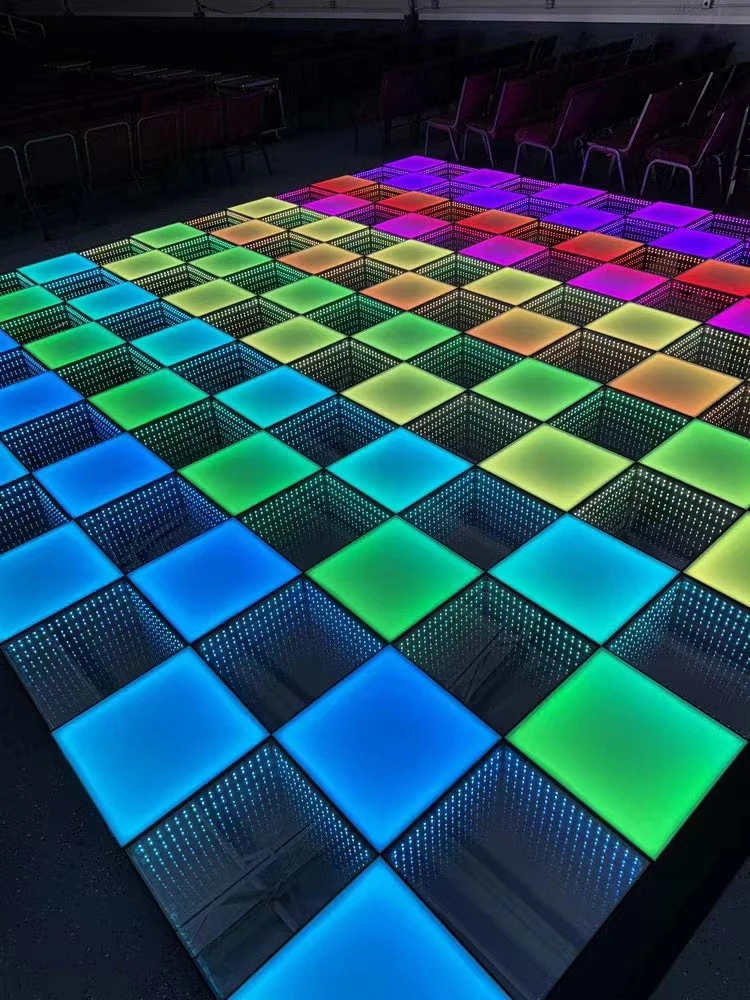 أضواء المسرح إنفينيتي RGB Led ثلاثية الأبعاد مرآة الطابق السلكية DMX LED أرضية الرقص لشريط معدات الحفلات LED مصباح أرضية الرقص
