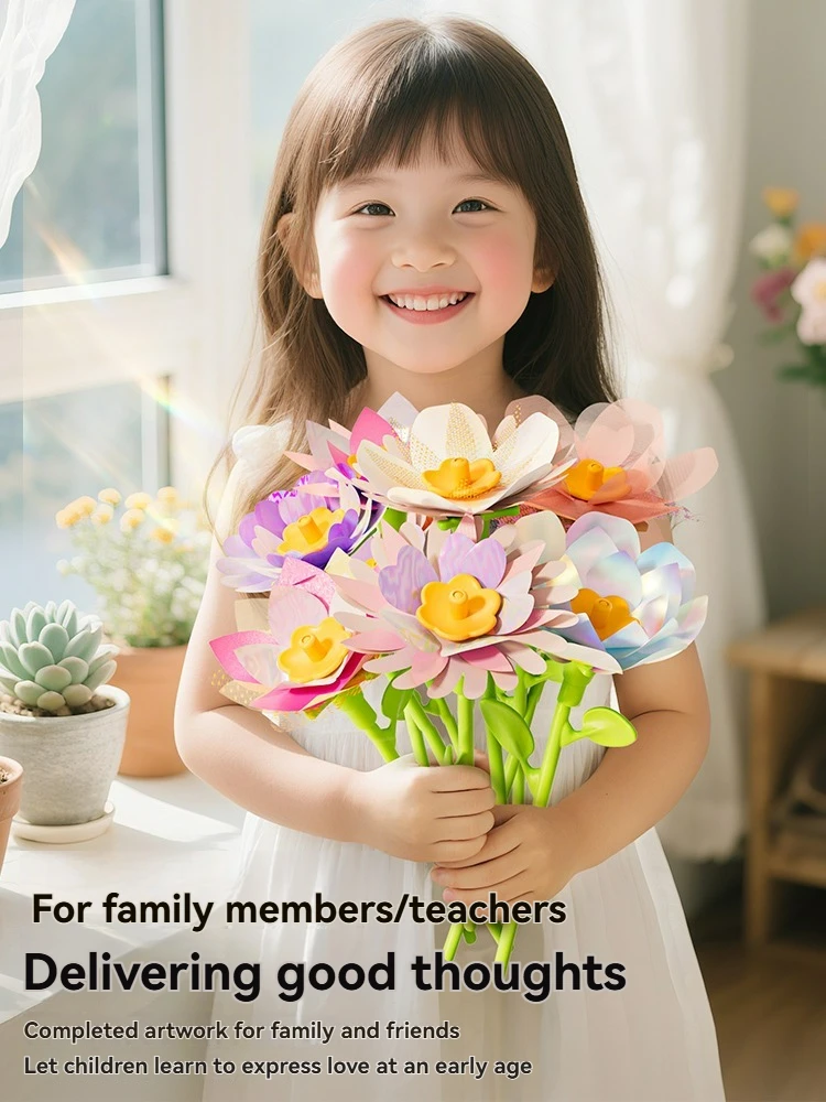 Bouquets de fleurs en tissu, jouets, Kits artisanaux de bricolage, jouets pour enfants, marché de fleurs faites à la main, jouet pour filles, cadeau de noël et d'anniversaire