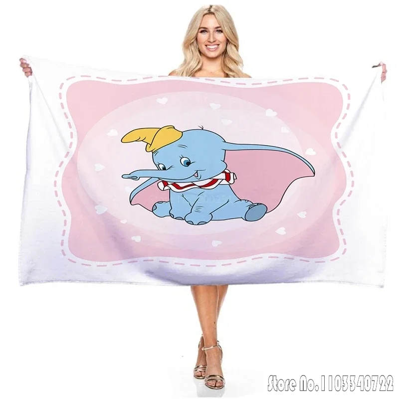 Cute Anime Dumbo Bath Towels Microfiber Beach Swimming Towel Decor for Kids Gift 75x150cm