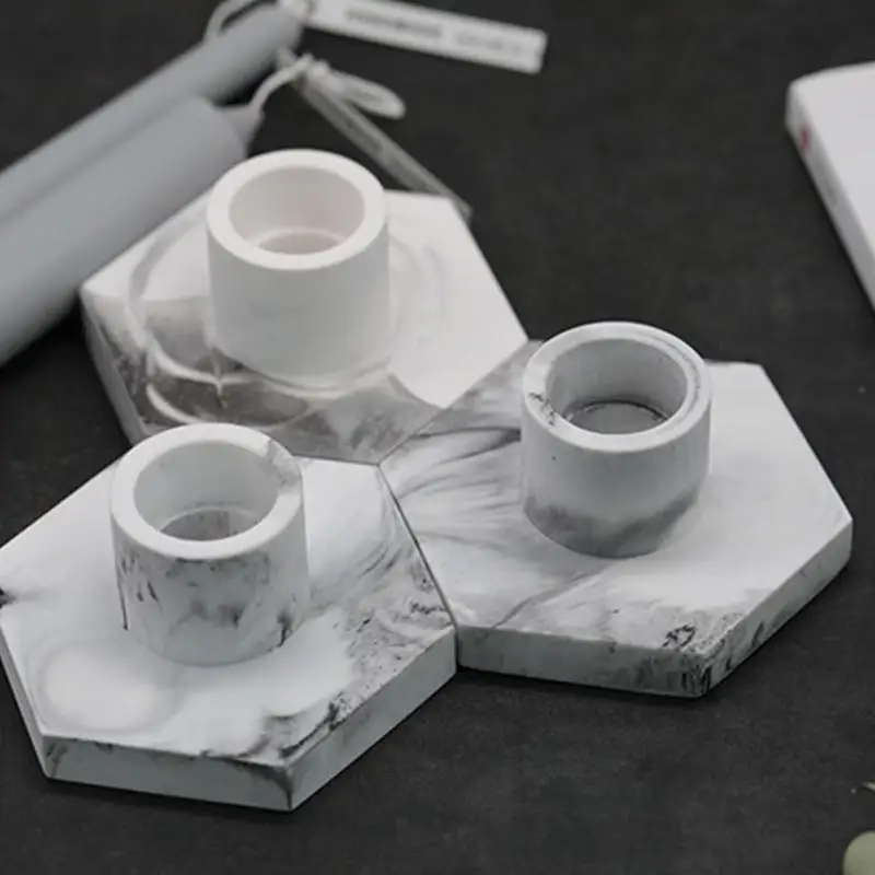 

Practical Hexagon Rod Candlestick Silicone Mold Easy to Release for Table Decora