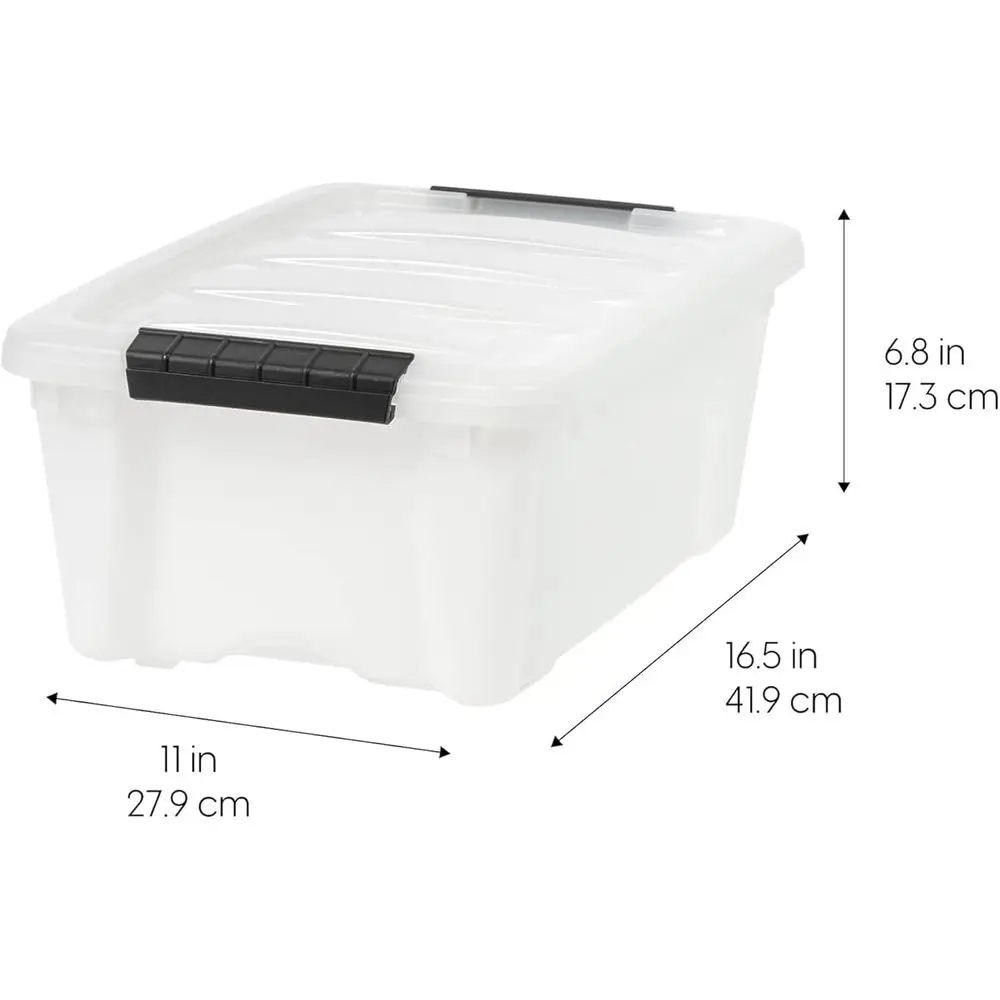 Paquete de 6 cajas de almacenamiento de plástico de 13 cuartos de galón con tapas, sin BPA, duraderas, apilables, contenedores organizadores, color perla