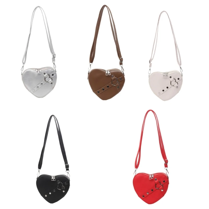 Crossbody Bag Heart Rivet Shoulder Bags Leather Bag for Girl Women