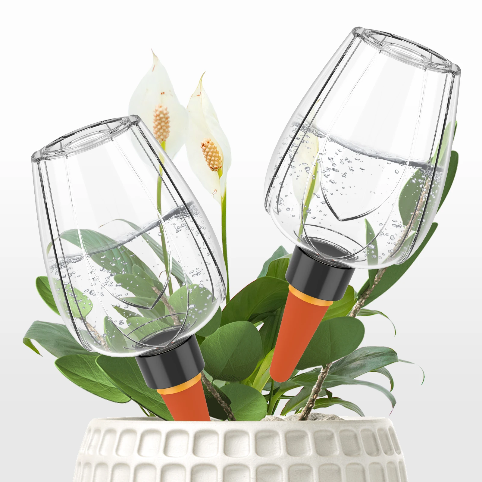 4Pcs Plant Watering Globe Clear Self Watering Planter Insert Slow Release Control Water Dripper for Garden Indoor Flower Pot