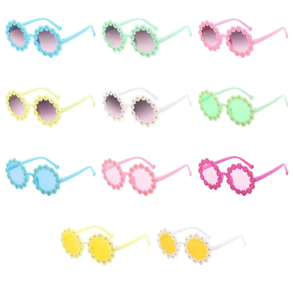 Trendy Ocean Lens Children's Round Flower Sunglasses UV 400 Protection Flowers Sun Shades for Kids Girls Daisy Eyewear