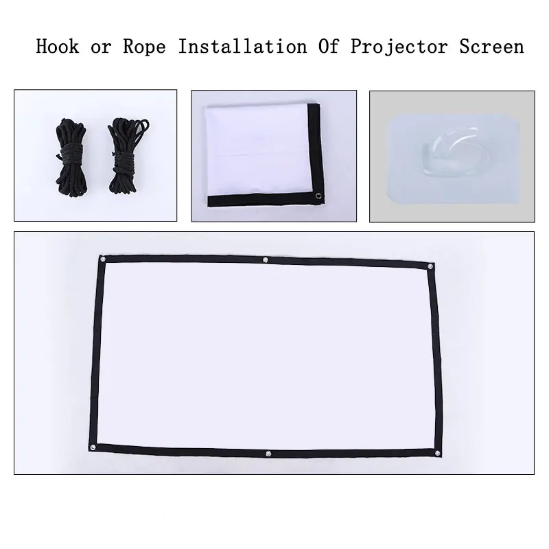 Thinyou Oxford Fabric Projection Screen Soft and Foldable 60 72 84 100 120 150 180 200 inch 16:9 Outdoor Projection Screen