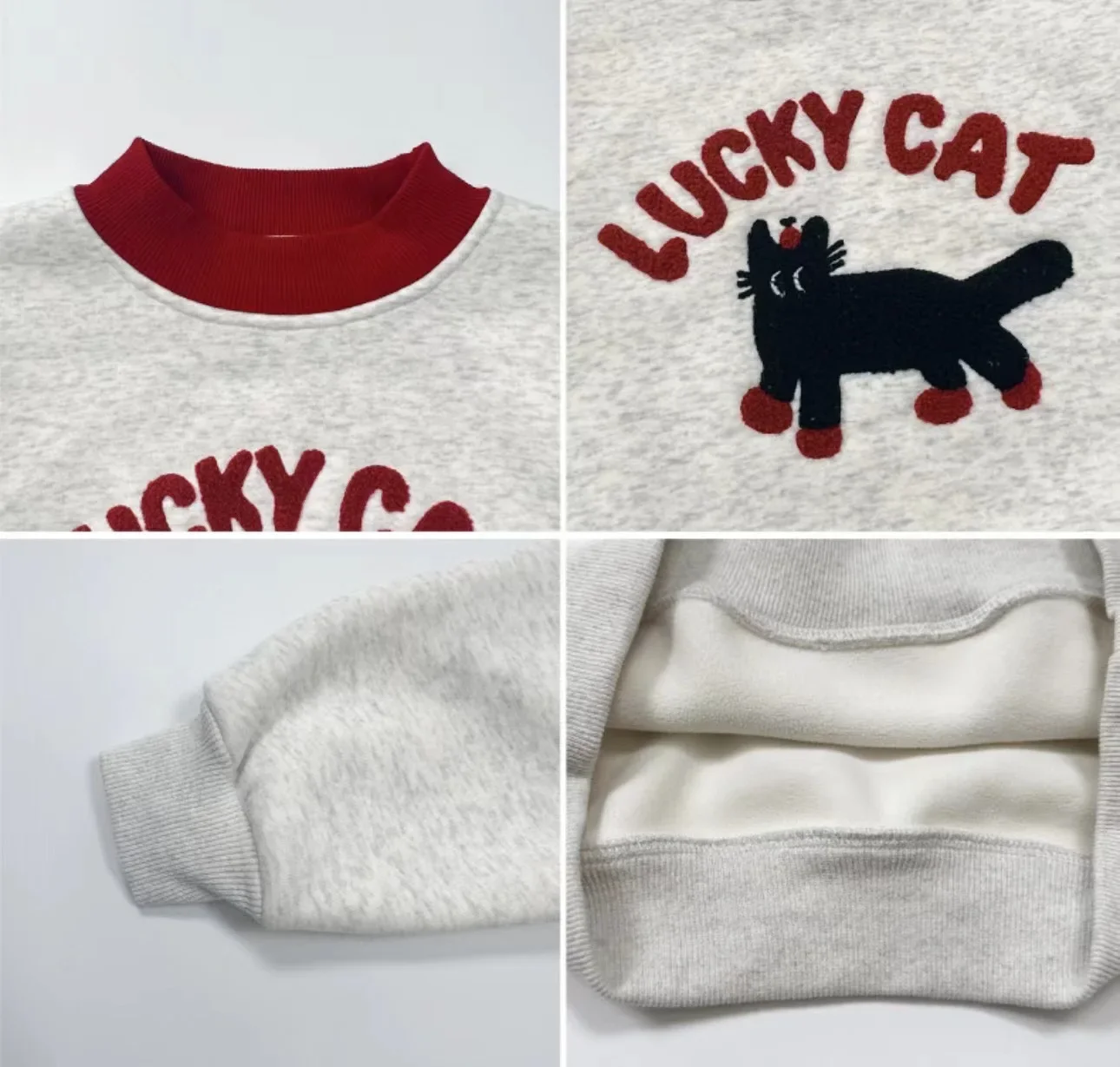 Kinder Cartoon Fleece Warme Sweatshirts Koreanischer Stil Rot Grau Rundhals Pullover Oberteile Herbst Winter Jungen Mädchen Freizeitkleidung – Detail 4