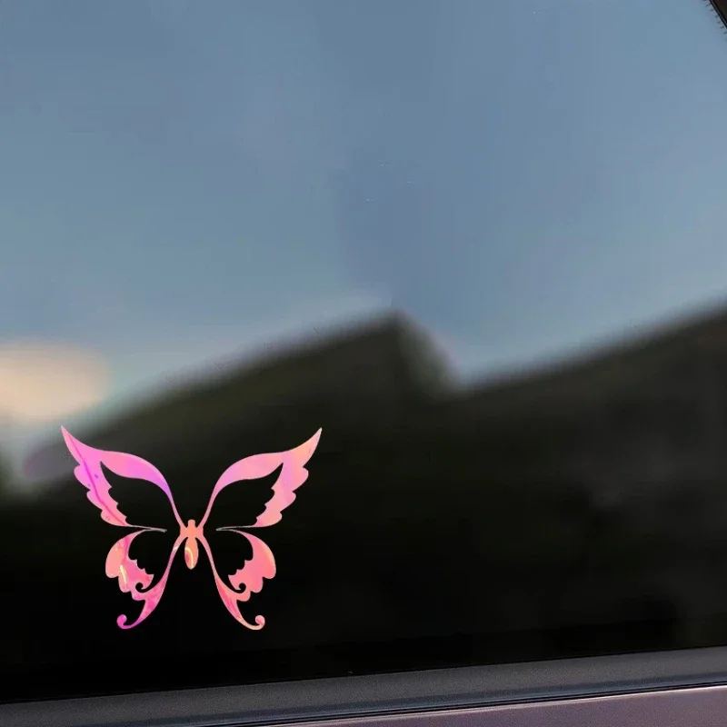 1PC 트렌디한 무지개빛 나비 스티커 - 기기 및 액세서리를 위한 눈길을 끄는 방수 비닐 장식