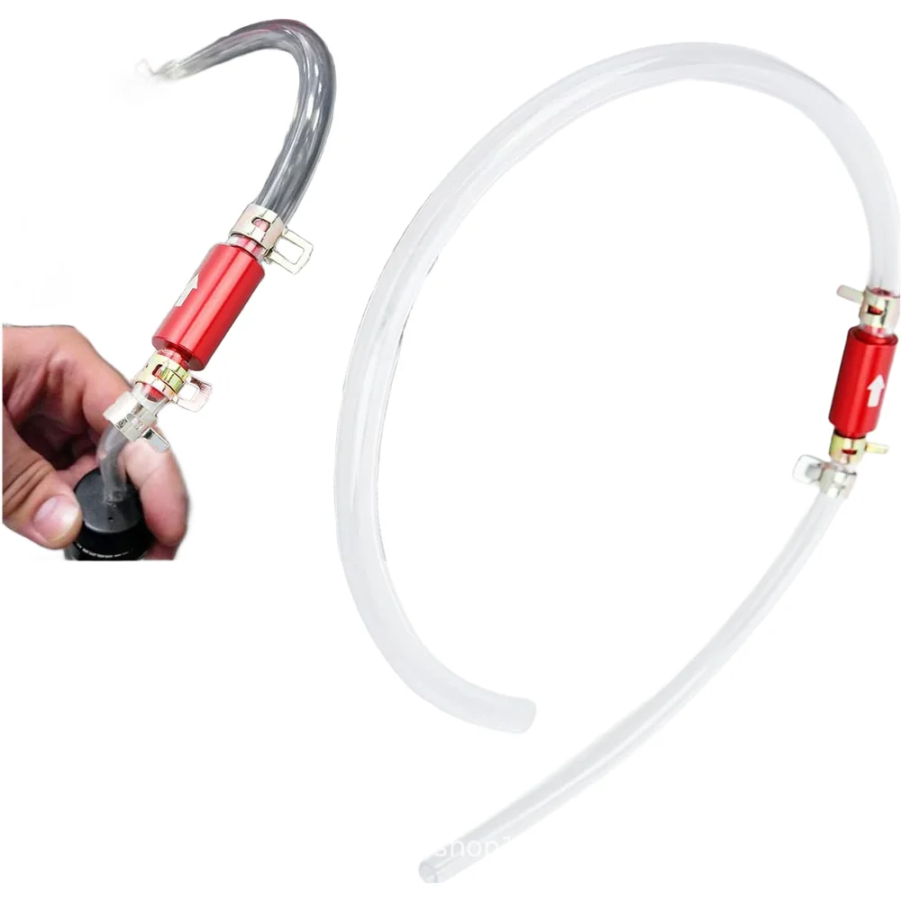 طقم خرطوم الفرامل للدراجات النارية 6 مم مع أنبوب صمام فحص أحادي الاتجاه مصنوع من مواد الألومنيوم والمطاطية