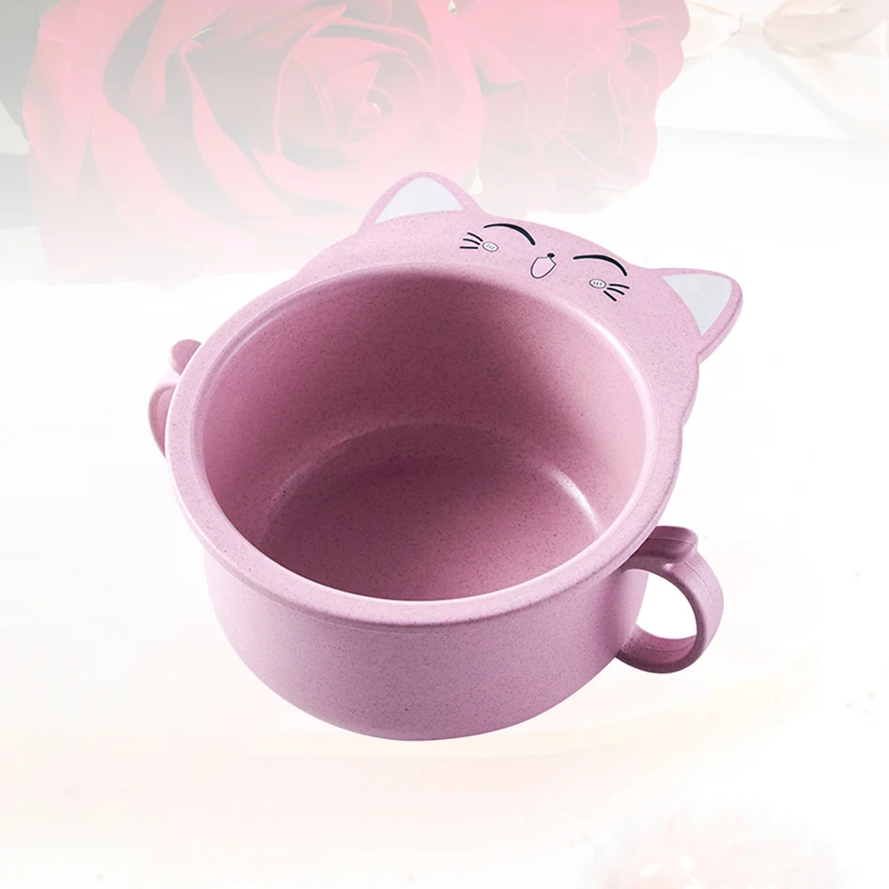 

Cat Small Bowl Dinnerware Kids Bowls Cartoon Noodle with Handle Tableware