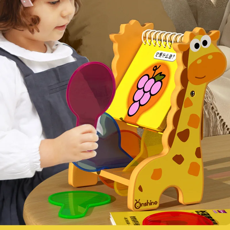 Children Wooden Giraffe Color Separation Primary Colors Cognitive Experiment Stem Puzzle Experiment Toys Supplies New