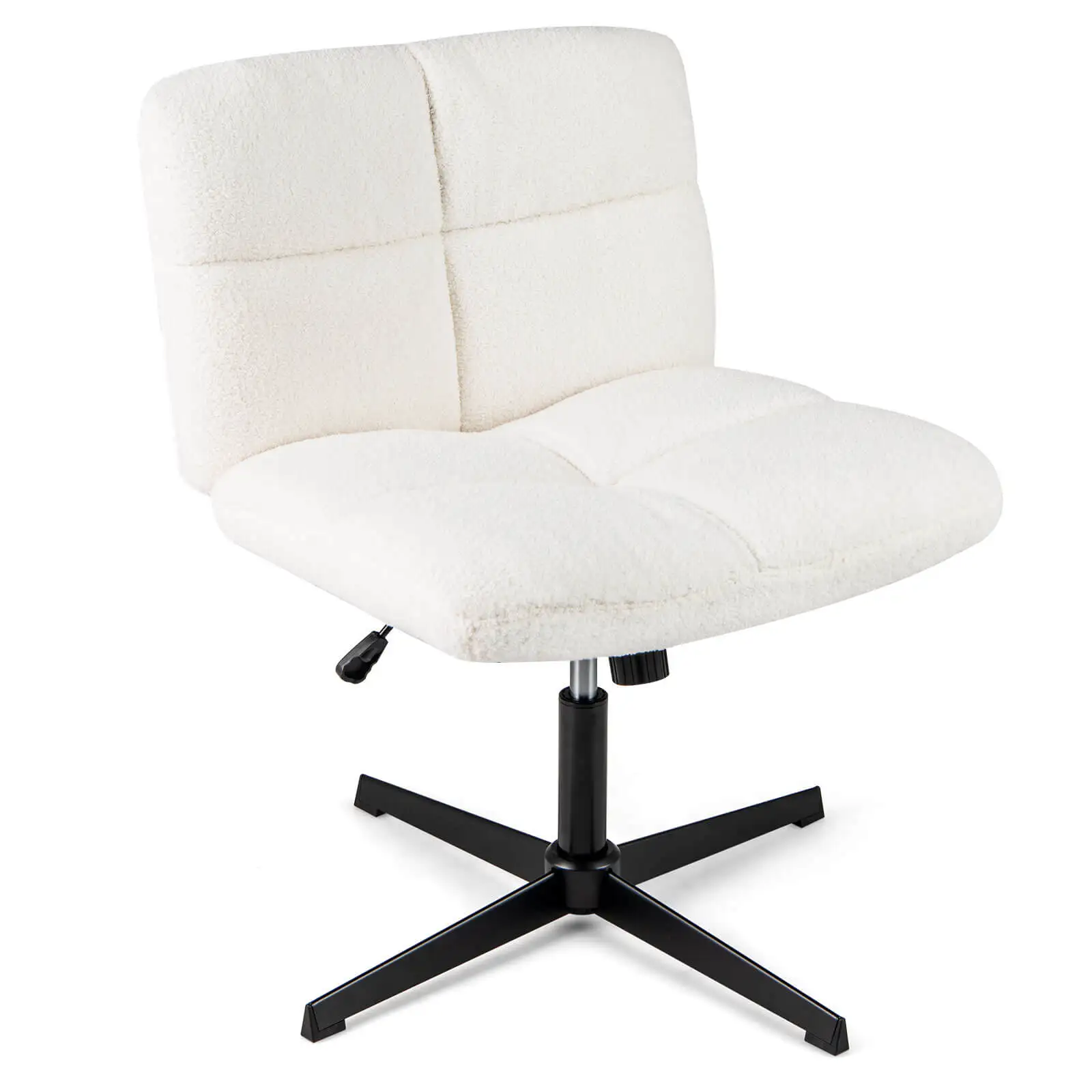 Armless Office Chair w/ Adjustable Height 360° Rotation Soft Faux Fabric Study