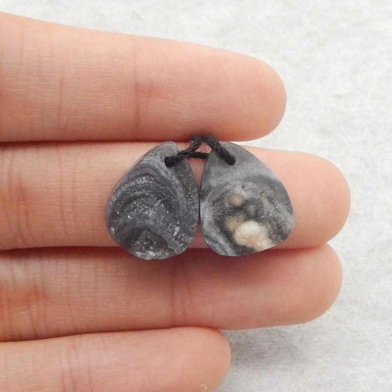 B & F-천연 브라질 마노 크리스탈 귀걸이 비즈, 수제 광택 천연석, 보석 제작 용품, 16x12x5mm, 2.4g