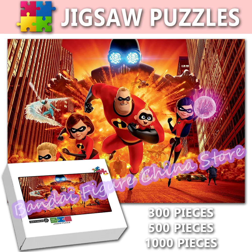 

Disney 300/500/1000 Pieces Incredibles 2 Jigsaw Puzzles Cartoon Superhero Family Puzzle for Kids Educational Game Toys Gifts