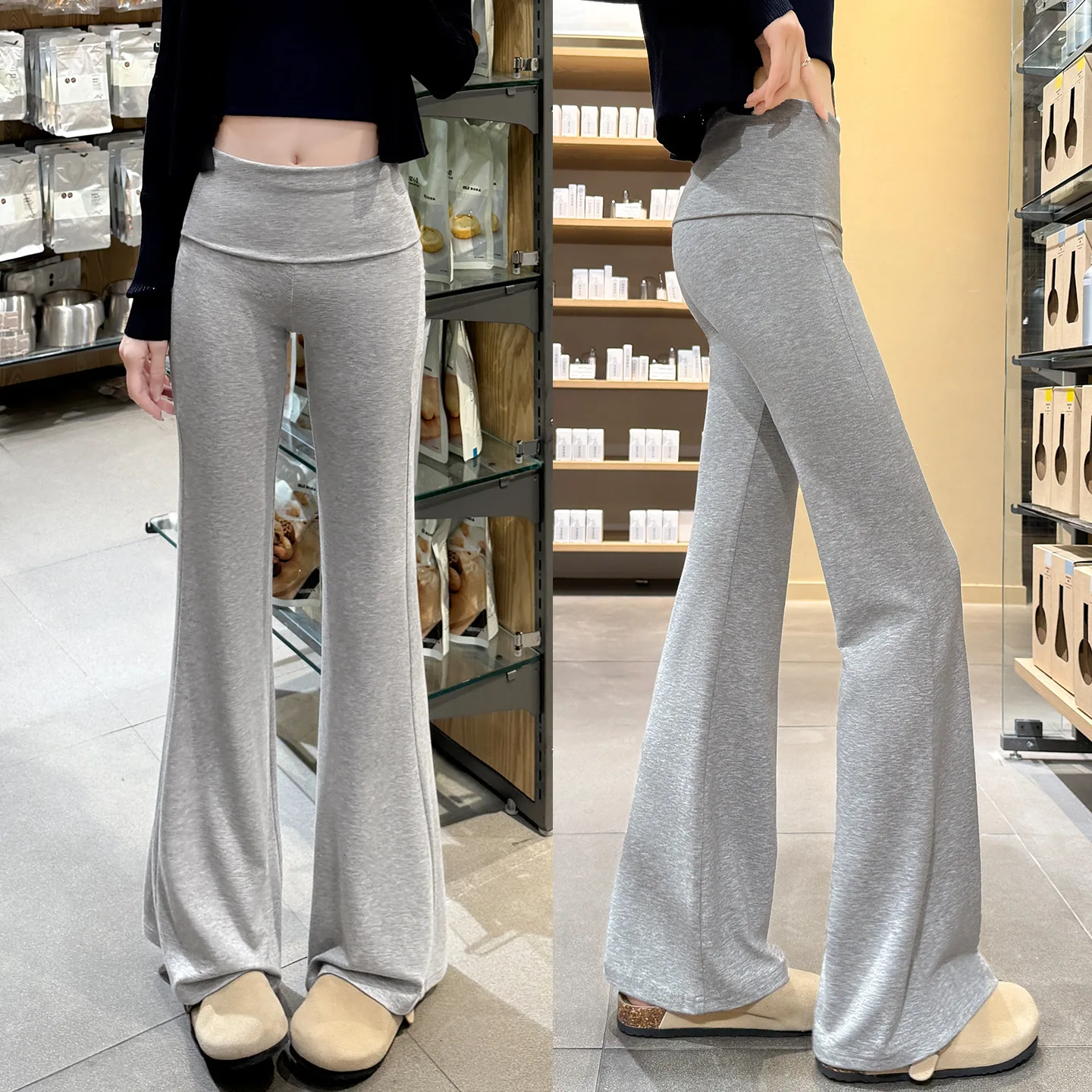 

Утягивающие брюки-колокольчик с высокой талией, брюки для йоги, женские летние тонкие спортивные штаны, драпированные брюки-колокольчик, модные женские брюки