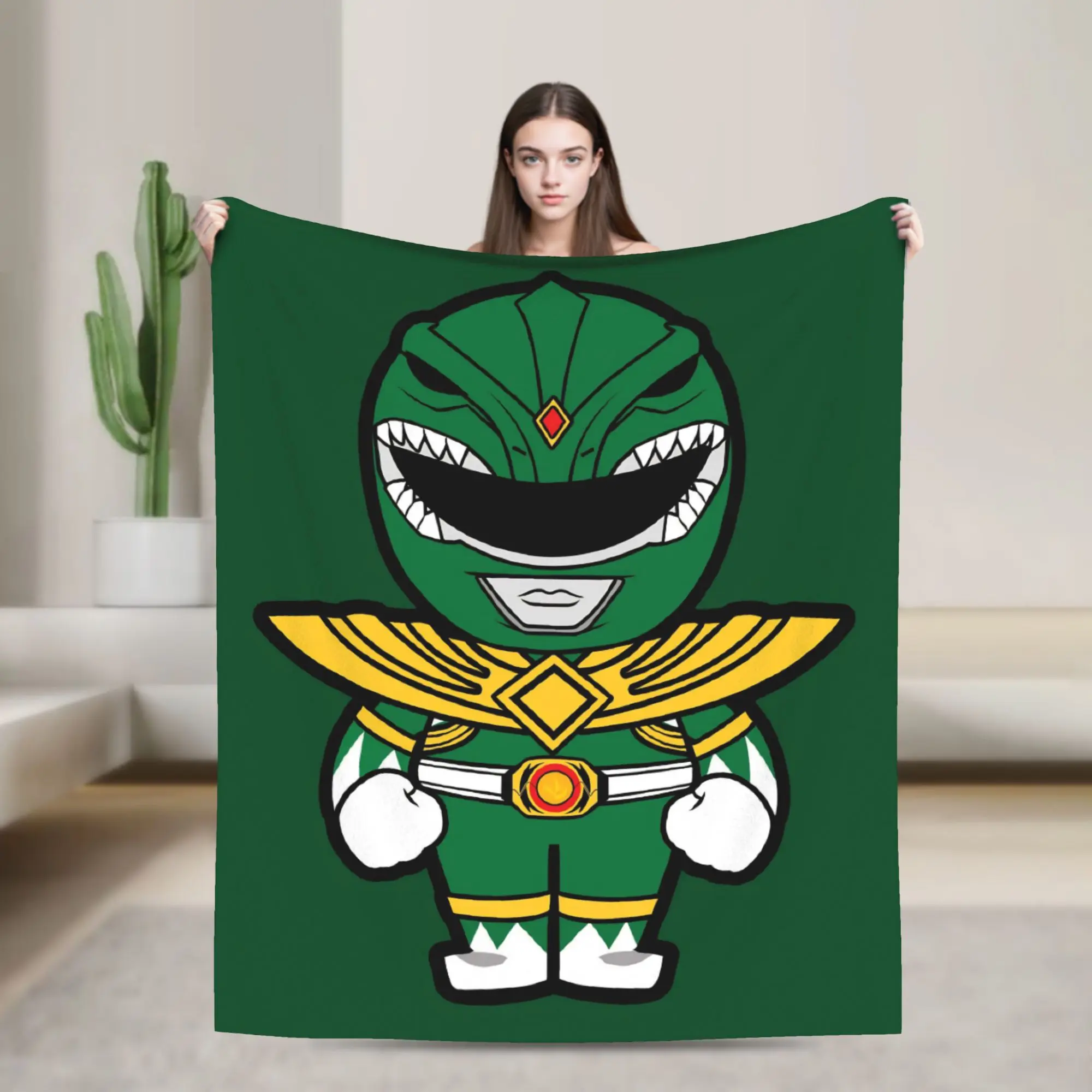 Green Ranger Chibi Blankets Flannel Power R-Ranger Super Warm Throw Blanket for Bed Bedroom Quilt