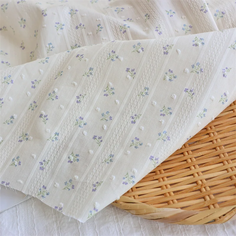 145 x 50 cm gestreifter Jacquard-Stoff aus reiner Baumwolle mit kleinem Blumenmuster, DIY-Stoff für Kinderkleidung, Vorhänge, Röcke – Detail 5