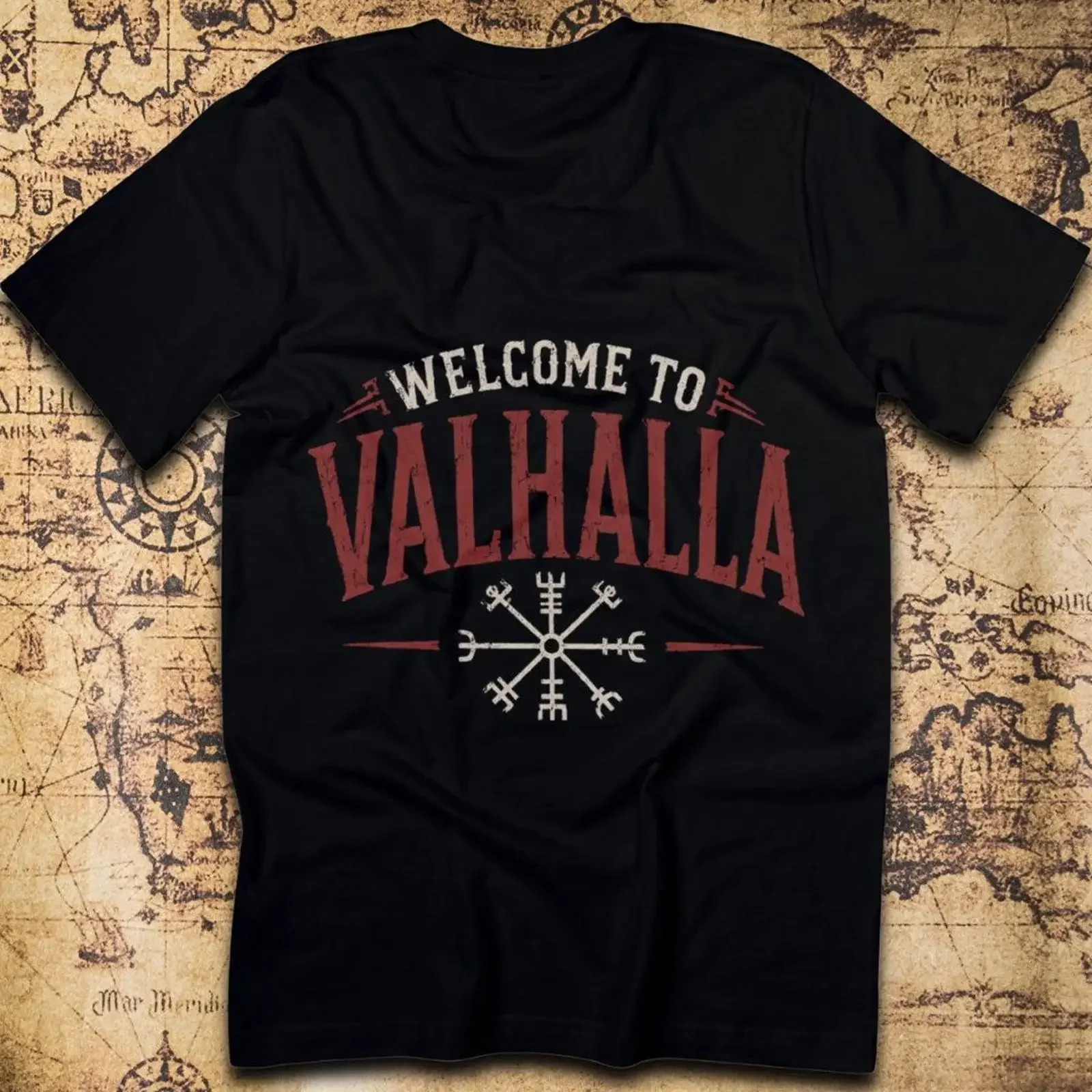 Welcome To Valhalla T Shirt vintage Washed Unisex streetwear graphic Versatile Comfortable Stylish fashion homme Casual