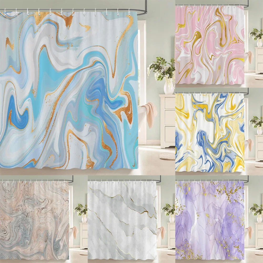 

Занавеска для душа с мраморной рябью, абстрактная полосатая водонепроницаемая занавеска для ванной комнаты, домашний декор, занавеска из полиэфирной ткани для ванной комнаты