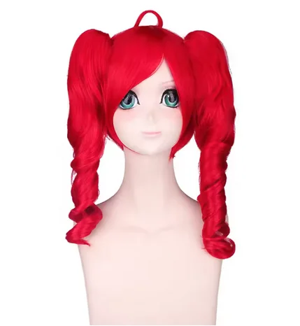 Anime Kasane Teto wig cosplay women cute red ponytail wig high heat resistant hair Teto wig free wig cap long curly hair