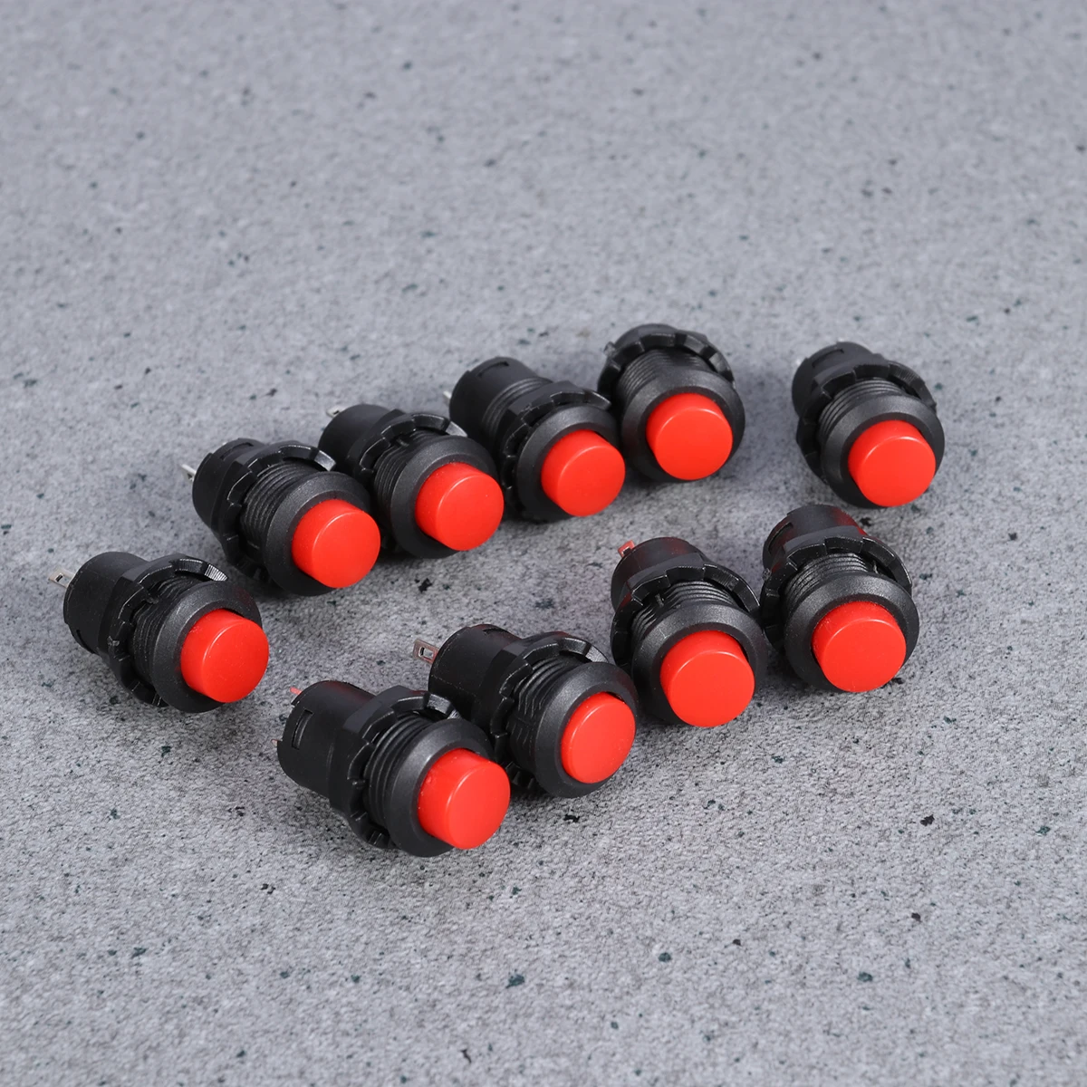 

10 шт., самоблокирующийся Spst, красный, черный, круглый комплект кнопок с фиксацией, нормально открытый, 12 мм, монтаж, 3a, 125 В, промышленный переключатель управления